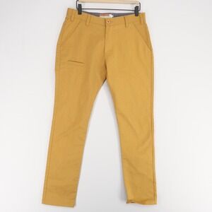 Slvdr Pants Mens 32 Yellow Chino Trousers Flat Front‎ Slim Fit